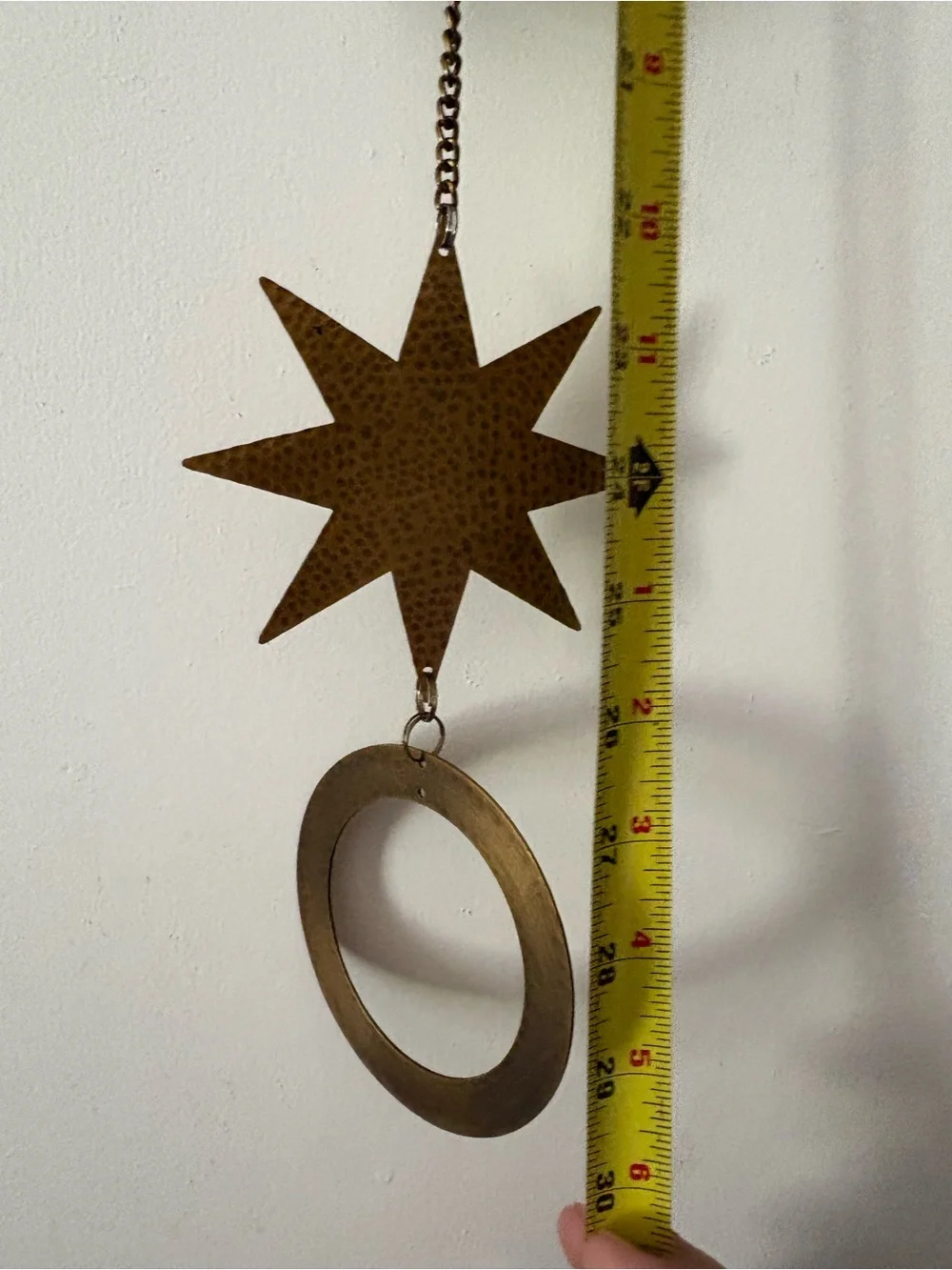 Celestial Hanging Metal Mobile Wind Chime Moon Stars Rings Hand Gypsy Whimsy